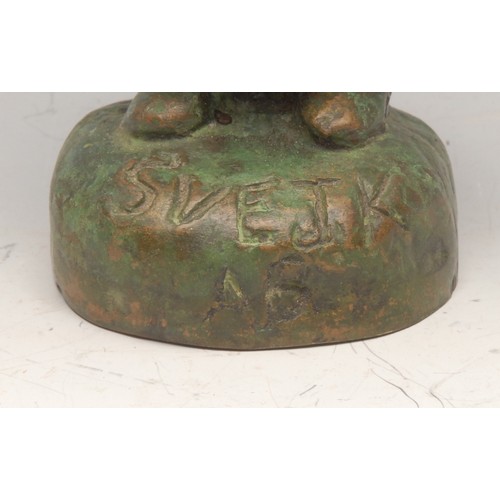 3268 - Czechoslovakian School (20th century), a verdigris patinated bronze, The Good Soldier Svejk, signed ... 