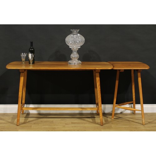 3378 - Mid-century Design - a beech and elm pre-Windsor Ercol utility CC41 dining table and conforming free... 