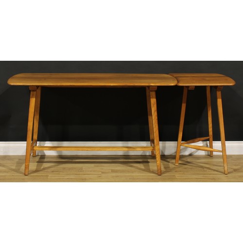 3378 - Mid-century Design - a beech and elm pre-Windsor Ercol utility CC41 dining table and conforming free... 