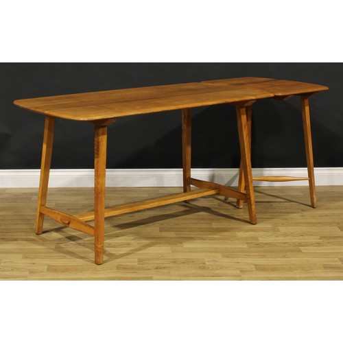 3378 - Mid-century Design - a beech and elm pre-Windsor Ercol utility CC41 dining table and conforming free... 