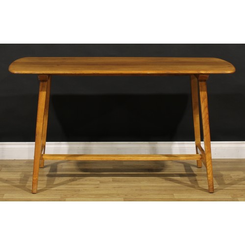 3378 - Mid-century Design - a beech and elm pre-Windsor Ercol utility CC41 dining table and conforming free... 