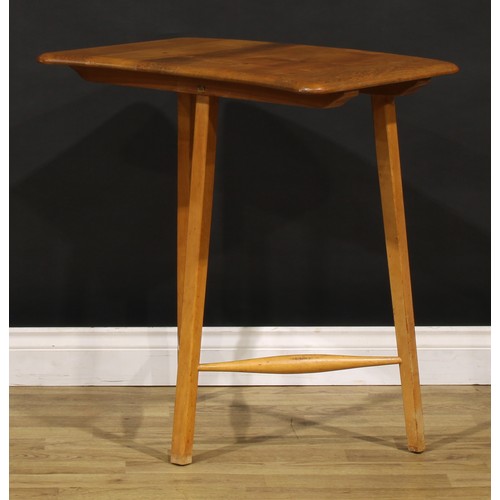 3378 - Mid-century Design - a beech and elm pre-Windsor Ercol utility CC41 dining table and conforming free... 