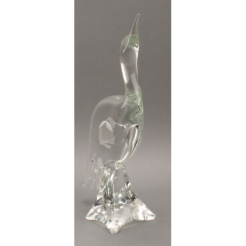 3226 - A pair of Italian Murano glass models, by Licio Zanetti, signed, Heron and Pheasant, 41cm high and 2... 