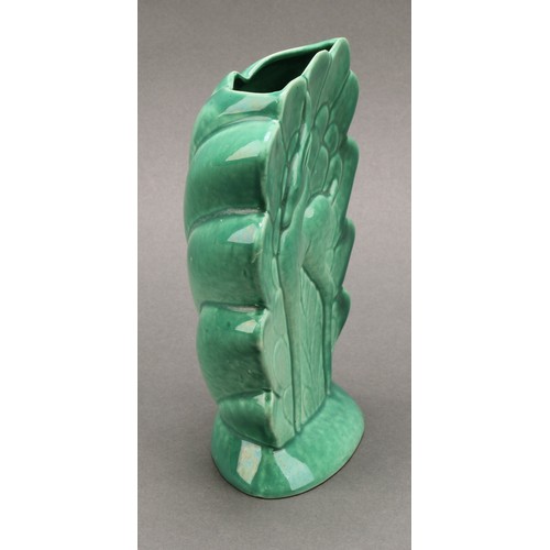 3048 - An American Art Deco style vase, moulded with a stylised deer, marked Vermont