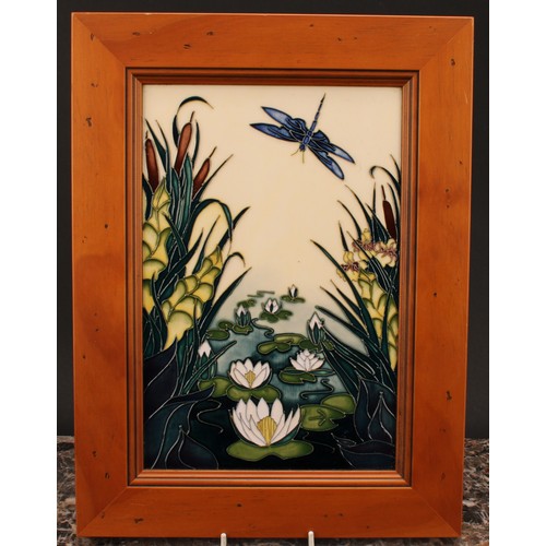 3124 - A Moorcroft Lamia pattern rectangular wall plaque, by Rachel Bishop, 30.5cm x 20cm, signed and dated... 