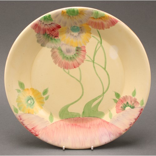 3012 - Clarce Cliff - Newport and Wilkinsons pottery plates including  Rhodanthe pattern circular plate, 27... 