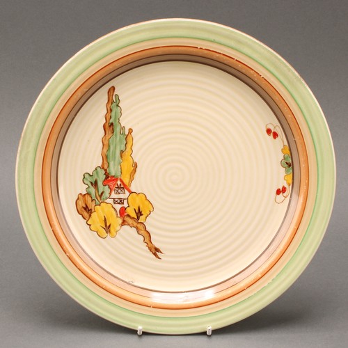 3012 - Clarce Cliff - Newport and Wilkinsons pottery plates including  Rhodanthe pattern circular plate, 27... 