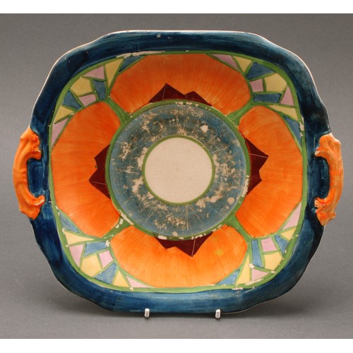 3333 - A Charlotte Rhead Crown Ducal shaped circular plate tube lined in the Aztec pattern c.1930 signed, 2... 