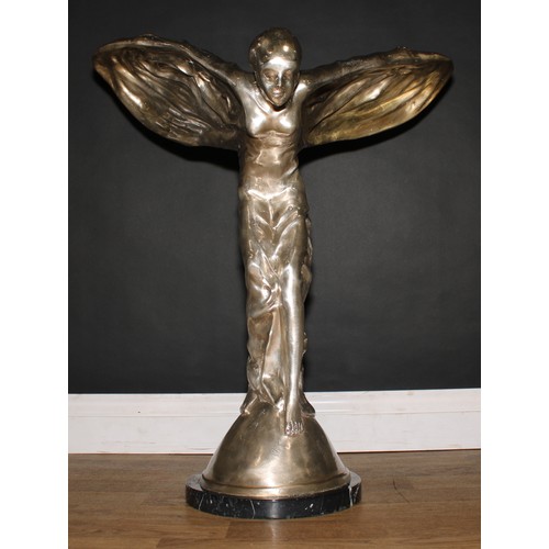 3266 - Charles Robinson Sykes, after, a large chromed metal model, Spirit of Ecstasy, inscribed P. PSAIER, ... 