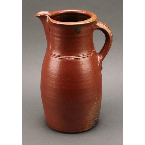 3214 - Studio Pottery - Michael Casson (1925-2003), salt glazed jug, everted rim, 28cm high, impressed MC m... 