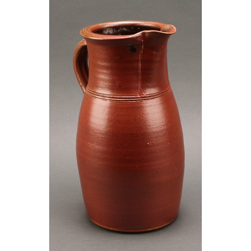 3214 - Studio Pottery - Michael Casson (1925-2003), salt glazed jug, everted rim, 28cm high, impressed MC m... 