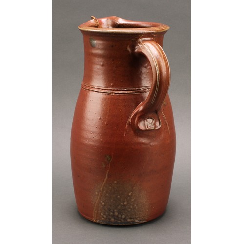 3214 - Studio Pottery - Michael Casson (1925-2003), salt glazed jug, everted rim, 28cm high, impressed MC m... 