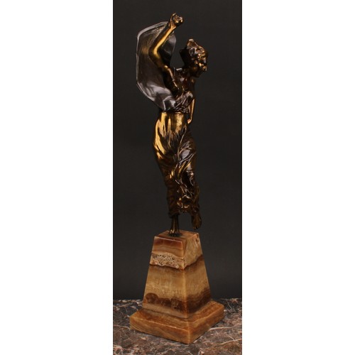 3262 - An Art Deco gilt, bronzed and silvered metal figure, Danse, cast in the manner of Victor Ségoffin, p... 