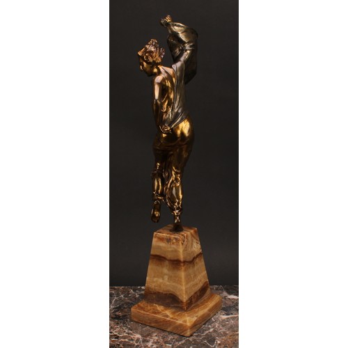 3262 - An Art Deco gilt, bronzed and silvered metal figure, Danse, cast in the manner of Victor Ségoffin, p... 