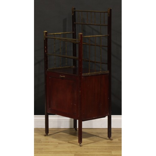 3353 - A Secessionist magazine cabinet, attributed to Ernst Rockhausen, Art Nouveau finials, brass two-tier... 