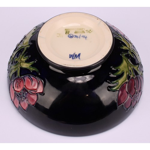 3129 - Moorcroft - an Anna Lily pattern vase, rectangular tray+, 20cm x 8.5cm, similar vase, 15.5cm high;  ... 