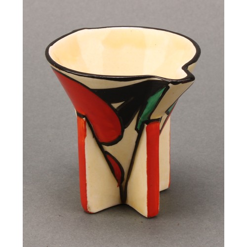 3013 - Clarice Cliff - a Red Picasso Flower pattern Fantasque conical cream jug, signed Clarice Cliff by ha... 