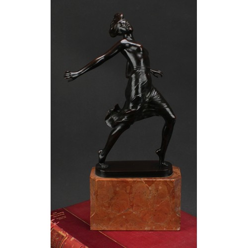 3270 - Gerdago? (early 20th century), a dark patinated bronze, of a scantily clad Art Deco dancer, signed i... 