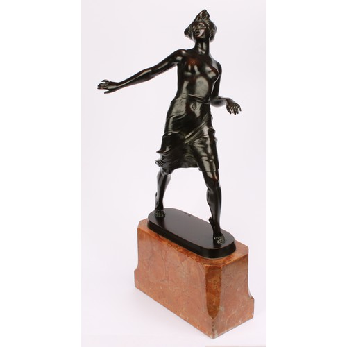 3270 - Gerdago? (early 20th century), a dark patinated bronze, of a scantily clad Art Deco dancer, signed i... 