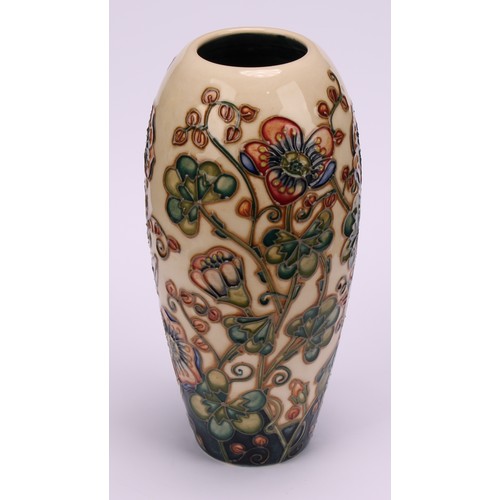 3114 - A Moorcroft Blackberry Bramble pattern ovoid bottle vase, 16.5cm high, impressed marks; a Moorcroft ... 