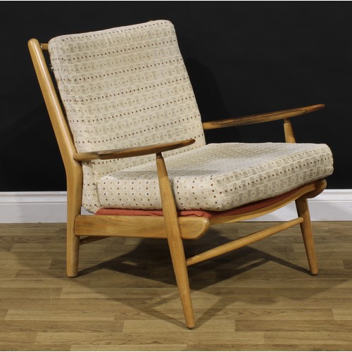 3379 - Mid-century Design - a beech and elm two-piece lounge suite, by Scandart Ltd, High Wycombe, badged, ... 