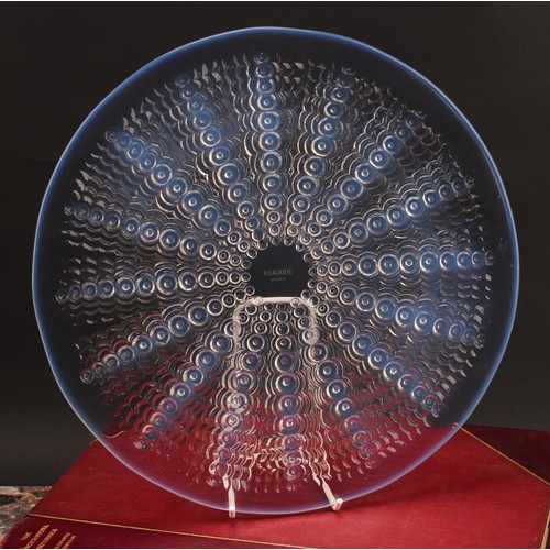 3240 - A Lalique Oursins opalescent glass circular plate, reverse moulded with a burst of radiating stylise... 