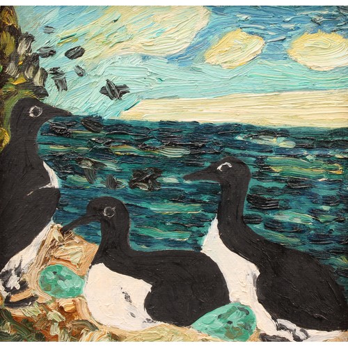 3284 - Grimur Marino Steindorsson (1933-2019)
Fuglalif (Bird Life)
oil on board, label to verso, 26cm x 26.... 