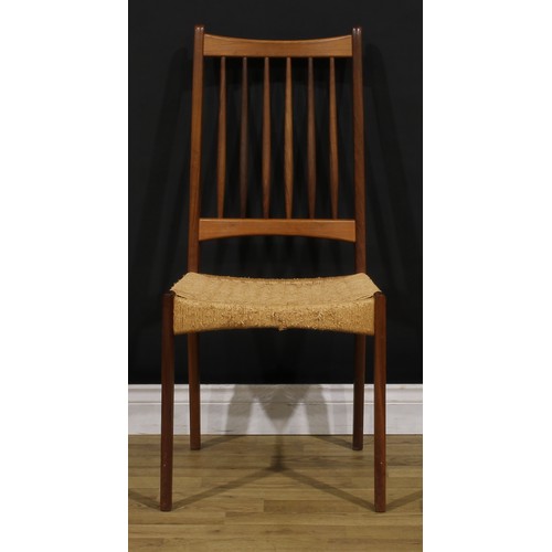 3323 - Mid-century Design - a set of six Danish teak dining chairs, possibly Arne Hovmand-Olsen for Mogens ... 