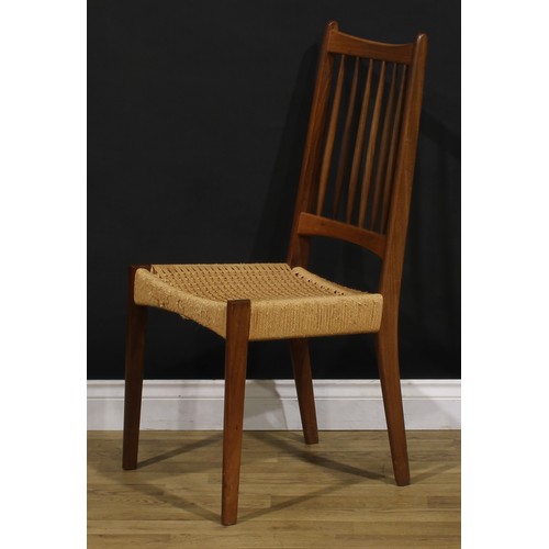 3323 - Mid-century Design - a set of six Danish teak dining chairs, possibly Arne Hovmand-Olsen for Mogens ... 