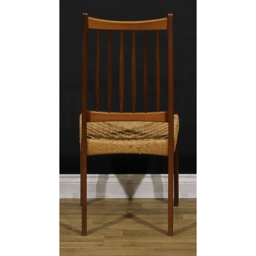 3323 - Mid-century Design - a set of six Danish teak dining chairs, possibly Arne Hovmand-Olsen for Mogens ... 