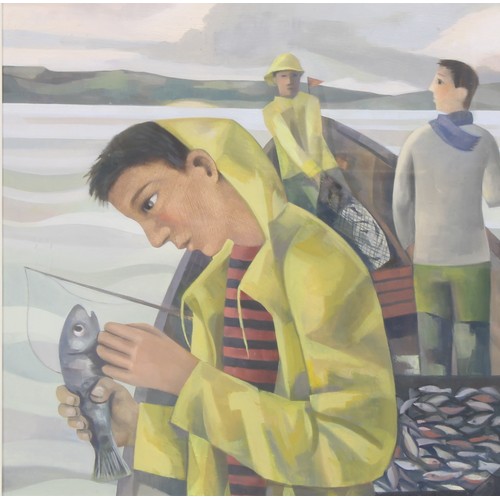 3283 - Elizabeth Ridgway (b.1964)
Fishing Trip
oil on board, 59cm x 59cm