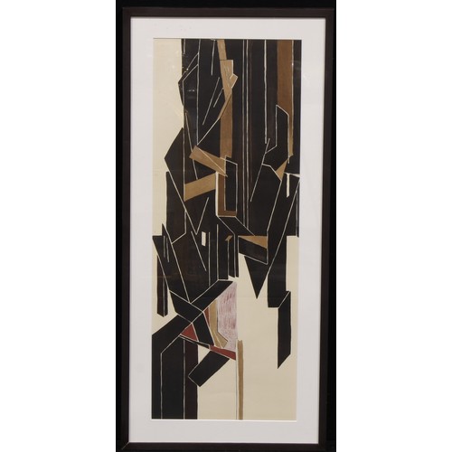 3291 - Pablo Palazuelo (1916-2007), after, Abstract Triptych, lithograph, 74cm x 28cm, c.1955