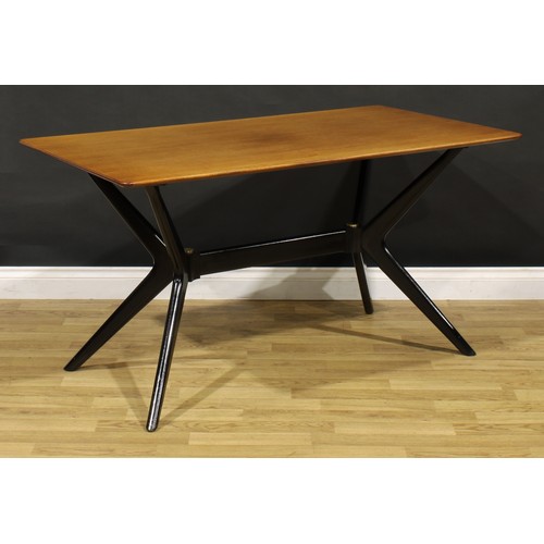 3391 - Mid-century Design - a tola and ebonised Helicopter dining table, by G Plan, the underside stamped E... 