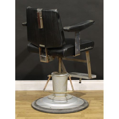 3407 - A vintage Japanese Takara Belmont barber chair, model 405, 86cm raising to 100cm high, 65cm wide, th... 