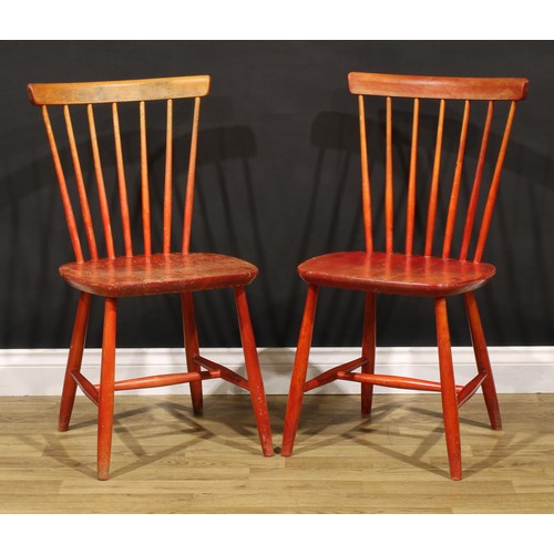 3320 - Mid-century Design - a pair of Swedish beech side chairs, by Sven Erik Fryklund for Hagafors Stolfab... 