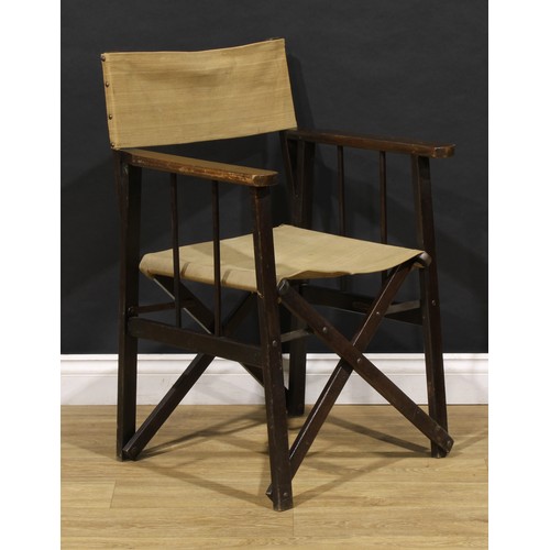 3349 - A pair of early to mid-20th century folding director’s chairs, by Haxyes, badged, 86.5cm high, 58.5c... 