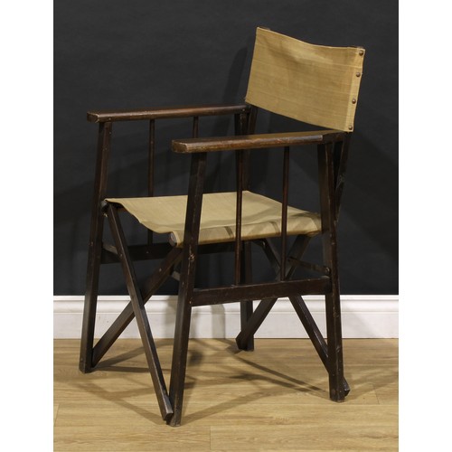 3349 - A pair of early to mid-20th century folding director’s chairs, by Haxyes, badged, 86.5cm high, 58.5c... 