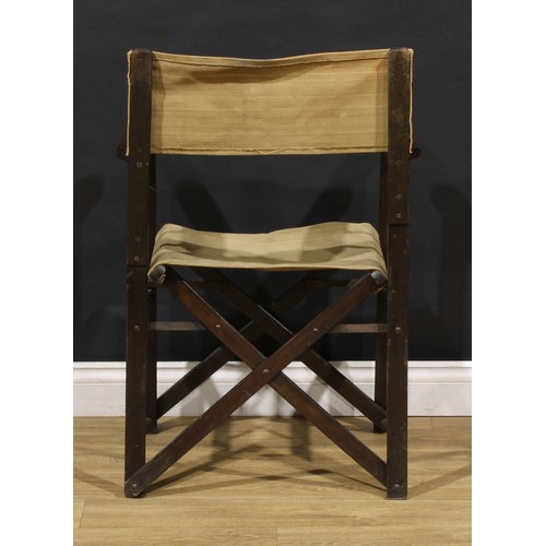 3349 - A pair of early to mid-20th century folding director’s chairs, by Haxyes, badged, 86.5cm high, 58.5c... 