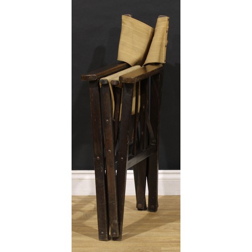 3349 - A pair of early to mid-20th century folding director’s chairs, by Haxyes, badged, 86.5cm high, 58.5c... 