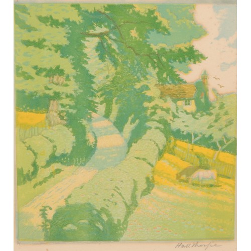 3288 - John Hall Thorpe (1874-1947)
a pair, Bluebell Woods and Country Road
signed in pencil, coloured wood... 