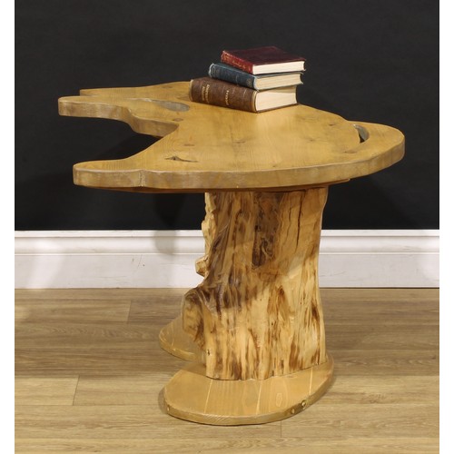 3406 - A unique reclaimed pine and conifer dog silhouette coffee table, the top worked as a labrador, natur... 