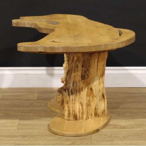 3406 - A unique reclaimed pine and conifer dog silhouette coffee table, the top worked as a labrador, natur... 