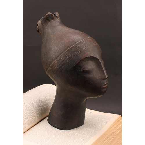 3258 - ** Williams (Modern School), a stoneware bust, head of an African lady, signed, 31.5cm high