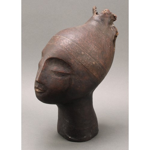 3258 - ** Williams (Modern School), a stoneware bust, head of an African lady, signed, 31.5cm high