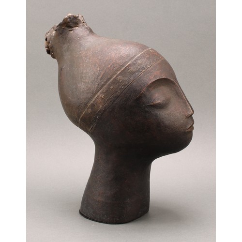 3258 - ** Williams (Modern School), a stoneware bust, head of an African lady, signed, 31.5cm high