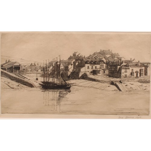 3297 - Nora Munro Summers (1912 - 1948), by and after, Harbour with Tall Ship, etching, signed, dated 1912,... 