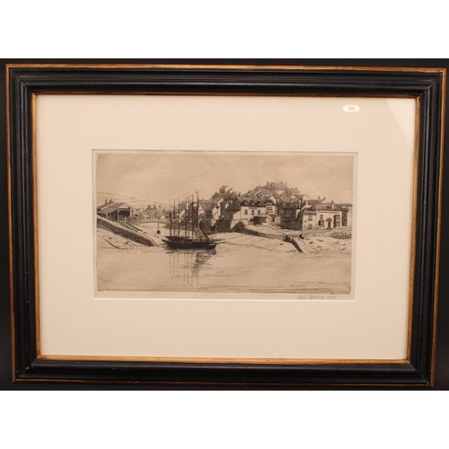 3297 - Nora Munro Summers (1912 - 1948), by and after, Harbour with Tall Ship, etching, signed, dated 1912,... 