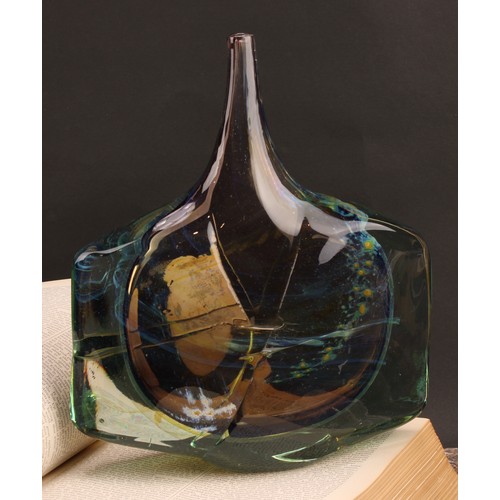 3223 - A Mdina glass Fish vase, designed by Michael Harris (British 1933-1994), of compressed and overlaid ... 