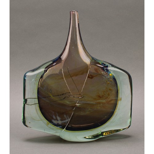 3223 - A Mdina glass Fish vase, designed by Michael Harris (British 1933-1994), of compressed and overlaid ... 