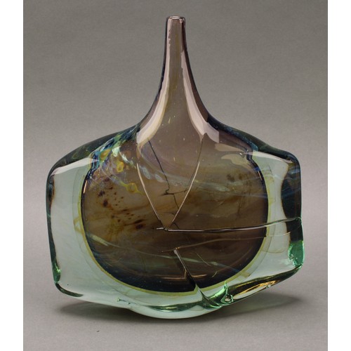 3223 - A Mdina glass Fish vase, designed by Michael Harris (British 1933-1994), of compressed and overlaid ... 